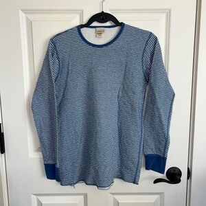 Vintage L.L.Bean 2 Layer Wool Blend Striped Long Sleeve Thermal Shirt Size Med